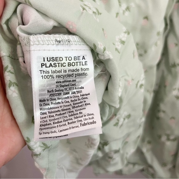 NWT Cotton On Light Mint Green Floral Smocked Dress Off the Shoulder Coquette S - Picture 5 of 7